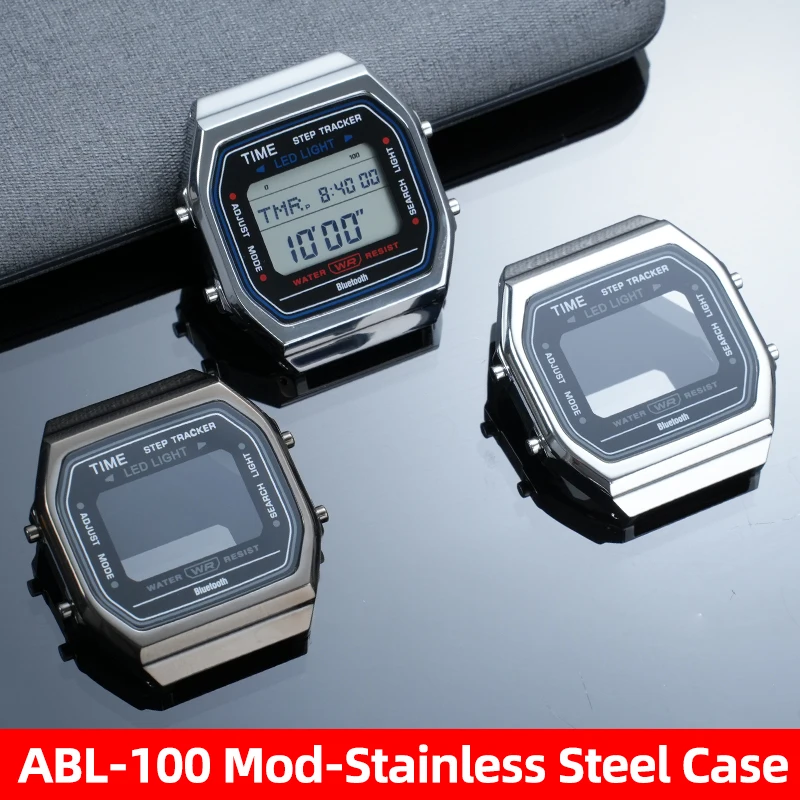 ABL-100 Stainless Steel Watch Case Mod Kit For Casio ABL-100WE Vintage Digital Watch Replace Metal Bezel Upgrade Watch Shell