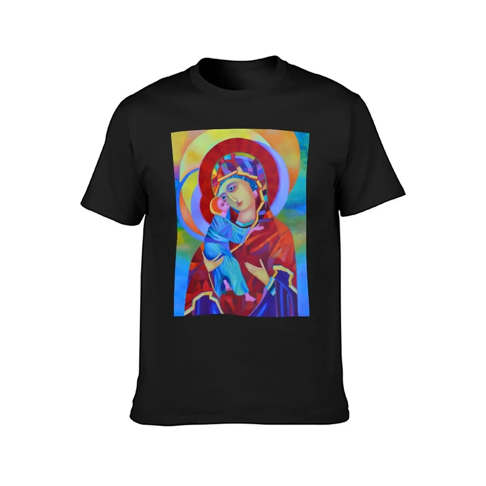 Virgin Mary with Child Jesus icon, Madonna and Child T-Shirt custom t shirt Men's t shirts