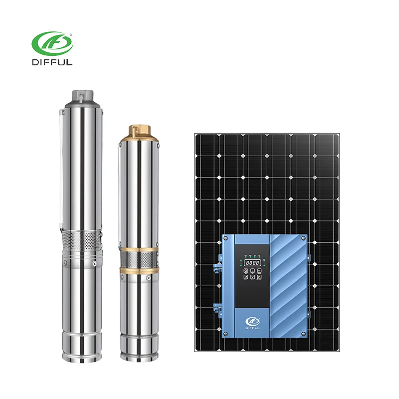 Difful Factory 175 m Head  2200w ACDC  Solar  Water Pump for Deep Well Irrigation in Cambodia
