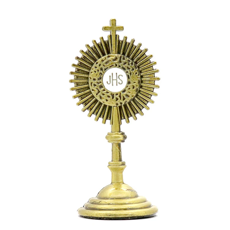 Statue de la Communion en Or 1 pièce - Hominum Salvator - Décoration de Table pour la Maison ou le Bureau - Figurine Croix - Cadeau Religieux