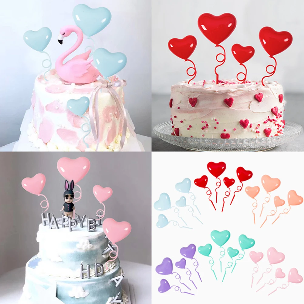 

40pcs Love Balloon Heart-Shaped Cake Picks Creative Cupcake Toppers Birthday Party Decoration Dessert Accessories For Cakes