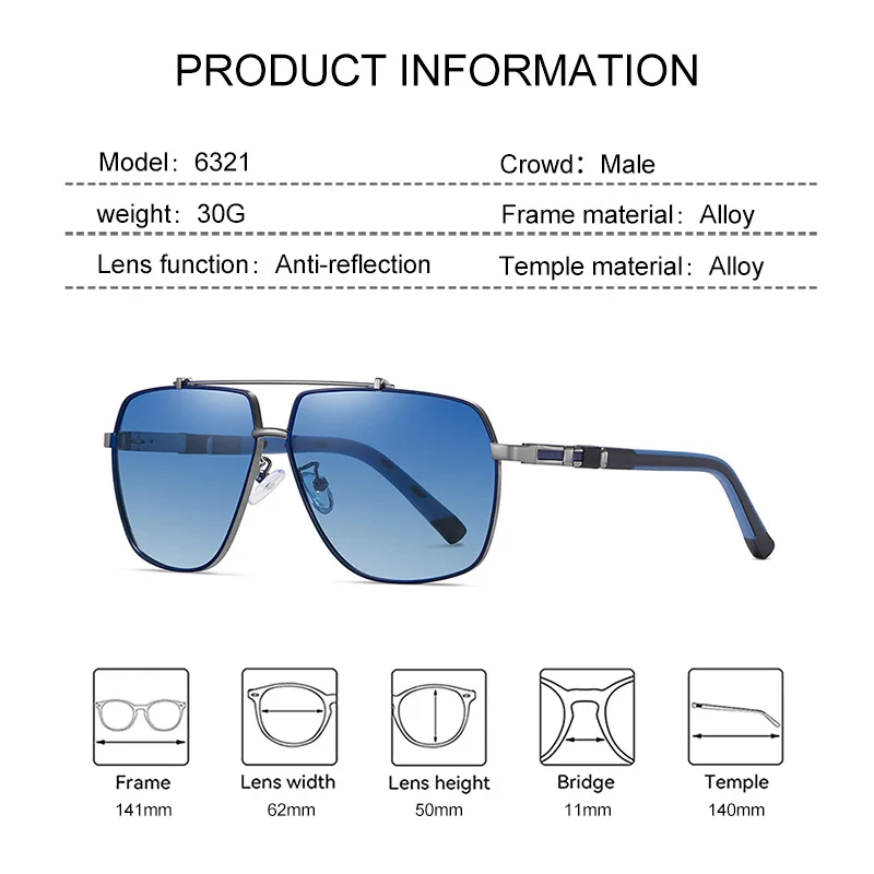 EYORA модные универсальные двухцветные поляризационные мужские солнцезащитные очки металлические квадратные солнцезащитные очки для вождения для прогулок UV400 очки оттенки