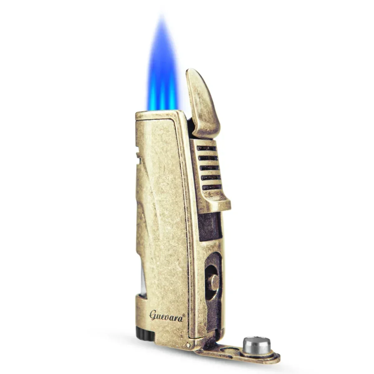 GUEVARA Torch Butane Lighters Fuel Refillable Lighter with Punch 3 Jet Blue Frame Strong Windproof for Smoking Accessories