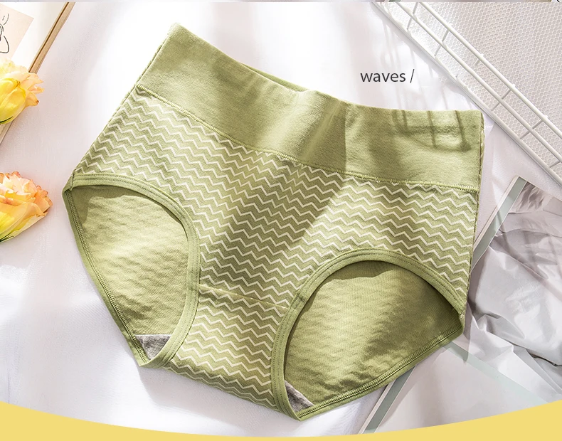 4Pcs Cotton Women Panties High Waist Body Shaper Underwear Print Ladies Briefs Plus Size Sexy Panty Breathable Female Lingerie