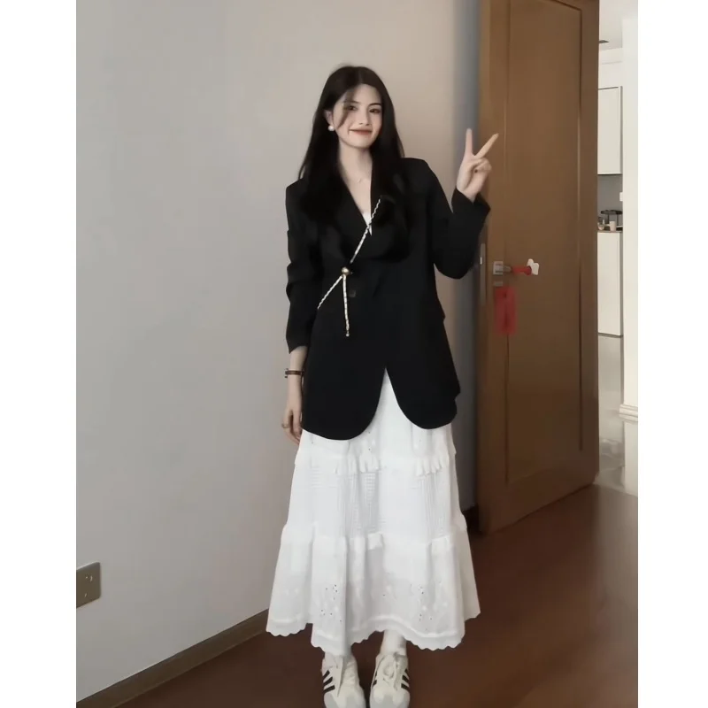 

Commute Blazer Overcoat Female Women'S Coats Buttoned-Up Dark Feeling Polka Dot Hanging College Sequined Dye Comfortable Clothe
