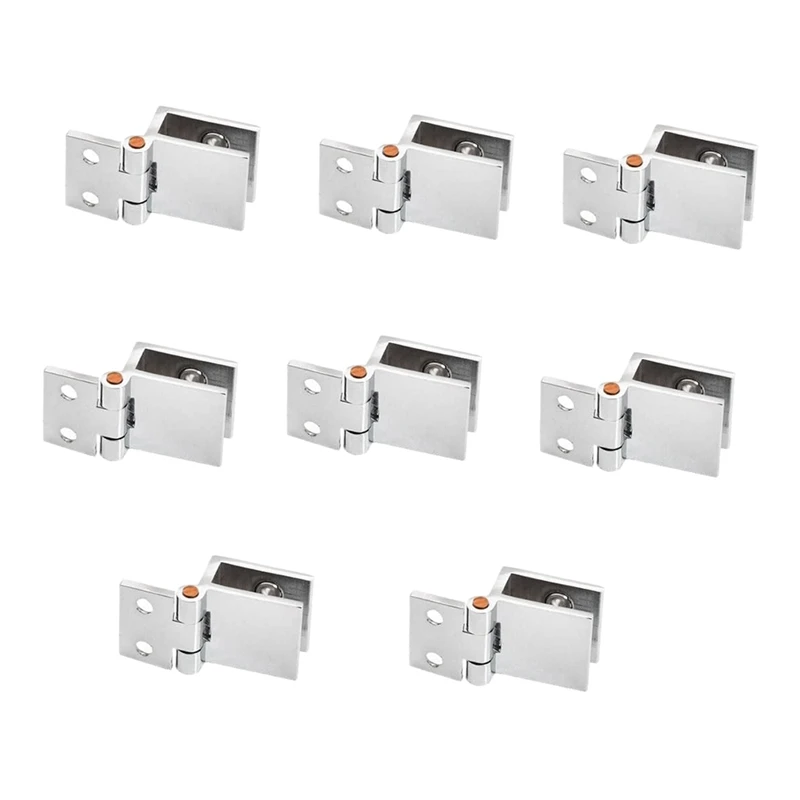 Set of 8 Glass Door Hinges, 5mm-8mm Adjustable Rectangle Clamp Single Clip for Cabinet Cupboard Glass Door Hinges-COFA