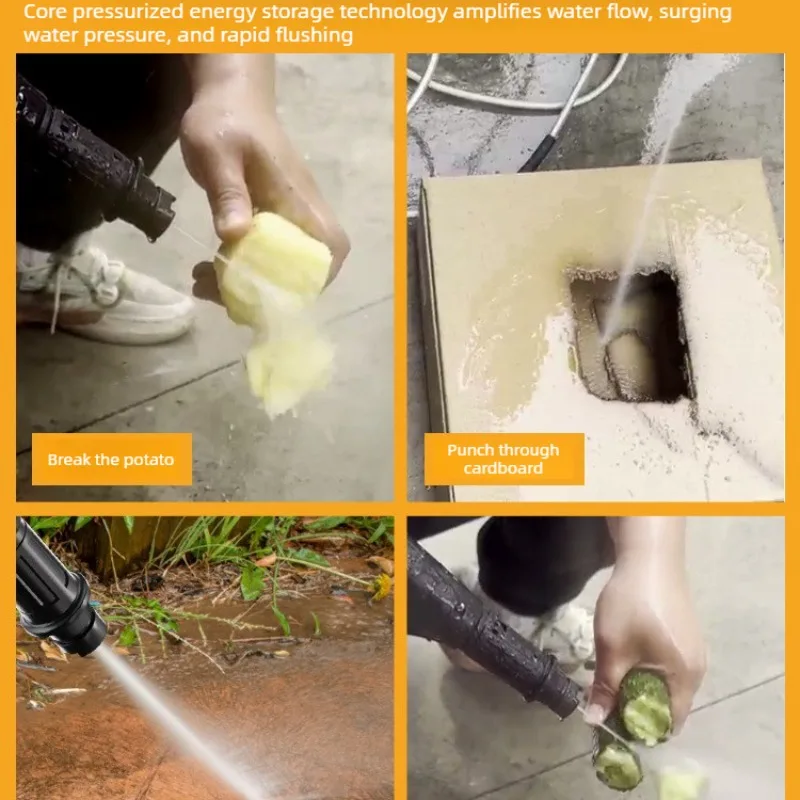 Wireless Portable Brushless Car Washer High Pressure Water Gun Home Use Lithium Battery Self Suction