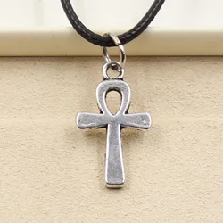 New Durable Black Faux Leather Anka Cross Egyptian Ankh Life Symbol Pendant Choker Charm DIY Necklace Jewelry