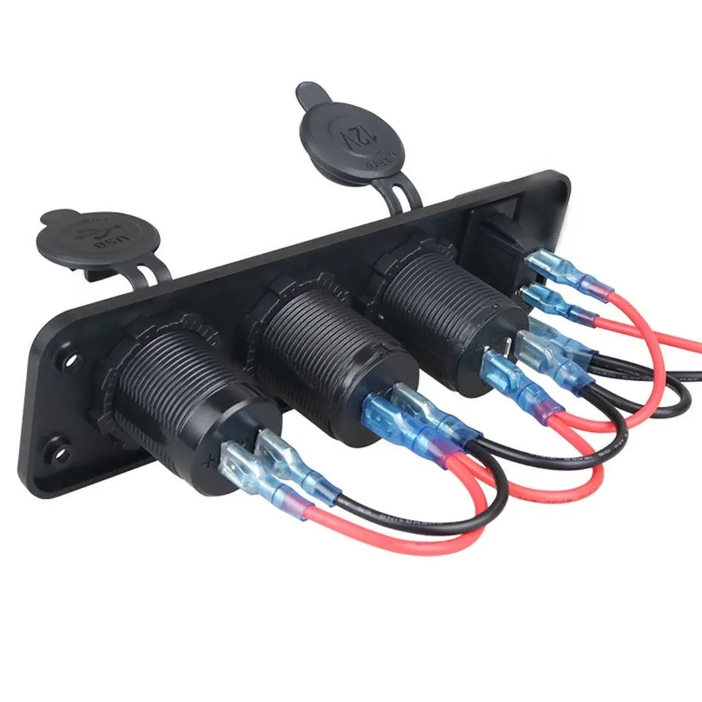 12V Dual USB Power Outlet with Real-Time Voltmeter for Cars Boats for rvs for atvs Nylon Housing IP65 Waterproof Rating