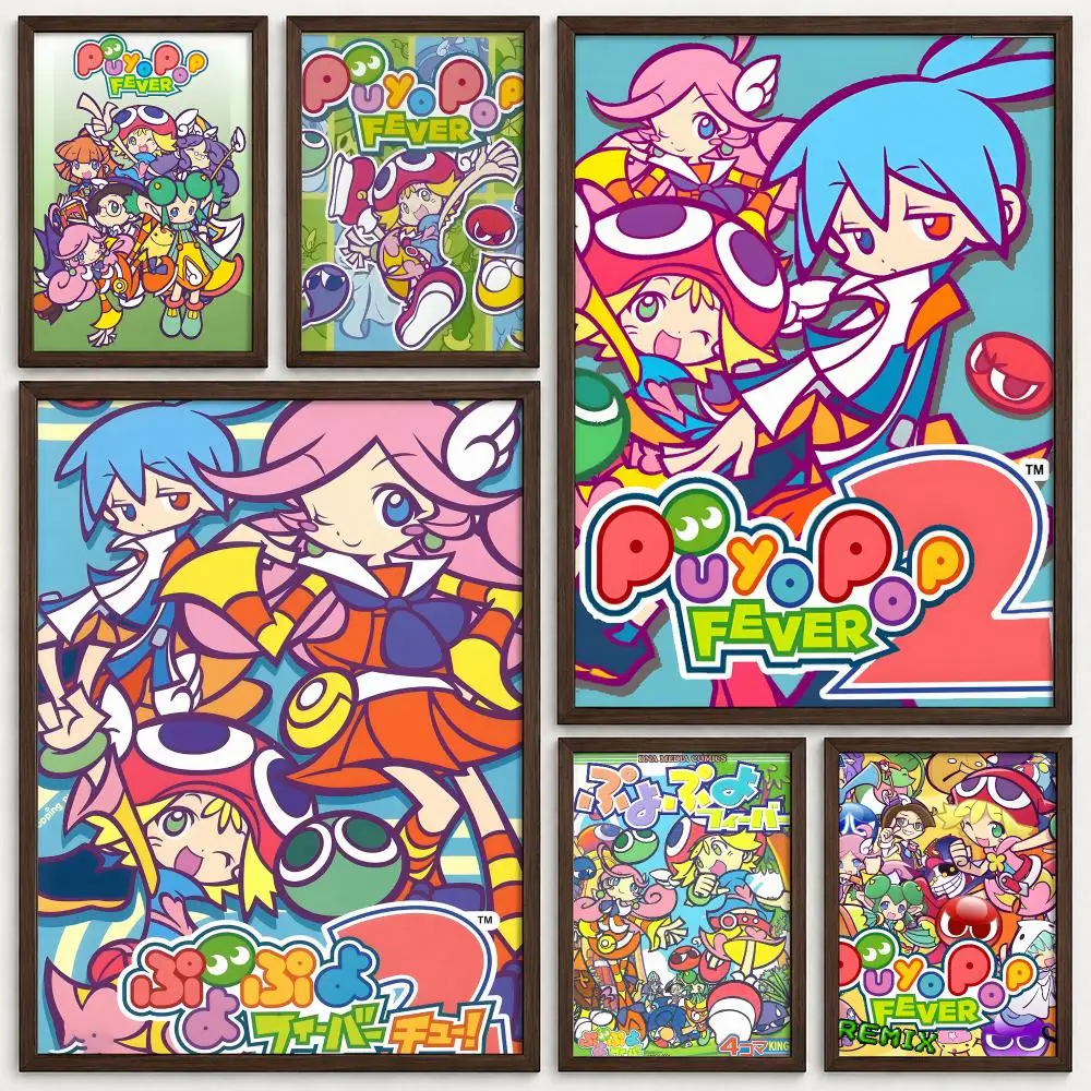 Game Puyo Pop Fever Poster Self‑Adhesive Waterproof PP Poster Coffee House Bar Wall Art Sticker Room Home Decor