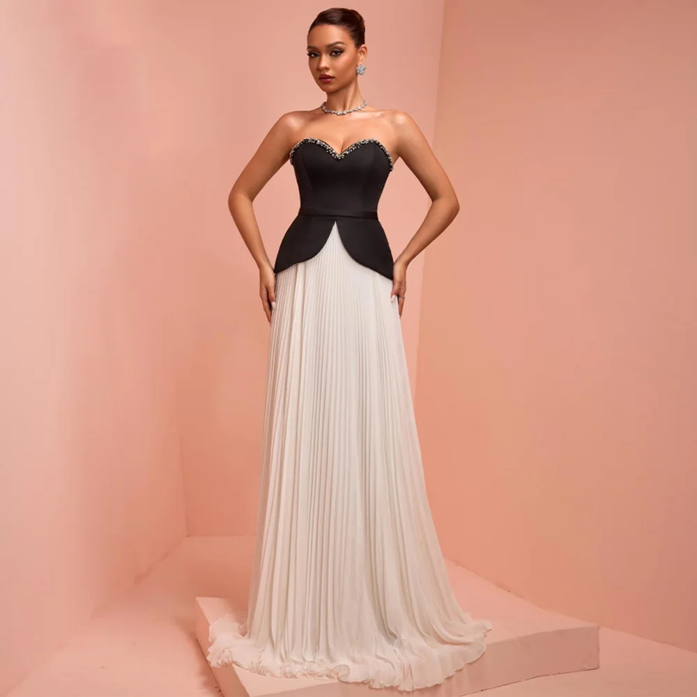 Maßgeschneiderte ärmellose Damen-Abendkleider mit herzförmigem Kragen, elegante A-Linien-Abschlussball- und Partykleider, Vestidos Para Bodas Mujer Invitada
