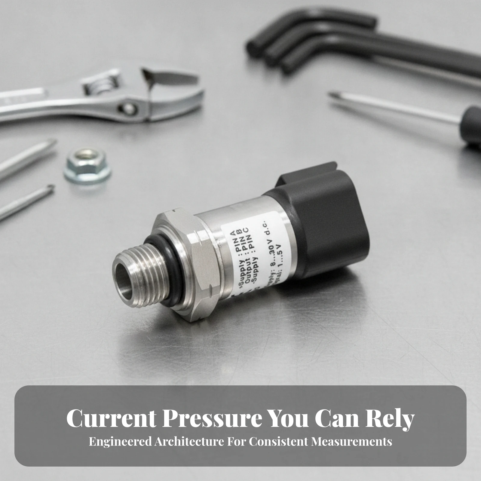 Threaded Pressure Sensor Heavy-Duty Metal Pressure Sensor Compact Sturdy for Machinery Technicians, Hydraulic Systems