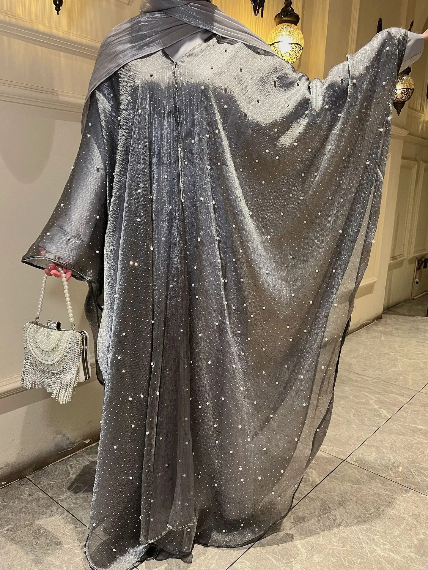 Vestidos Abayas musulmanes, traje para mujer, Vestidos de fiesta eid, conjuntos de 2 piezas de perlas, Ramadán, Marruecos, Dubái, vestido largo árabe, conjunto de caftán