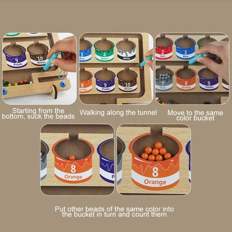 Jouet Montessori pour enfants, stylo magnétique, jeu de balle mobile, tri des couleurs, planche de comptage, entraînement à la motricité Fine, jouets éducatifs sensoriels