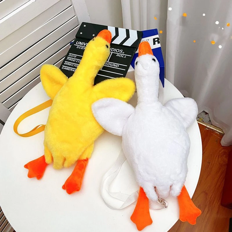 

Сумка кросс-боди Женская плюшевая, милая креативная белая большая гусиная Сумочка на плечо для девушек