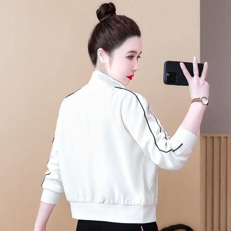 

​Women's 2025 Spring Autumn Short Baseball Jacket Open Front Coat Lightweight Outerwear​