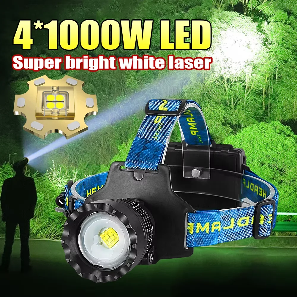 

4 LED Powerful Headlamp Super Bright Zoom Headlight Long Range Spotlight Head Flashlight Strong Light Lamp Outdoor Fishing