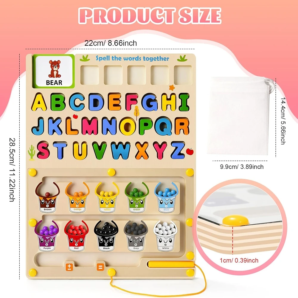 Magnetisch kleurnummerdoolhof voor kinderen Houten bijpassende tekentafel Montessori Educatief spel Speelgoed Multifunctionele leergeschenken