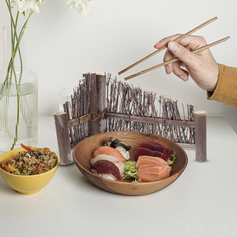 

Bamboo Fence Screen 2 Pcs Mini Landscaping Decor Micro Plate Ornaments Sashimi Handmade Garden Statue Photo Prop Bonsai Plant