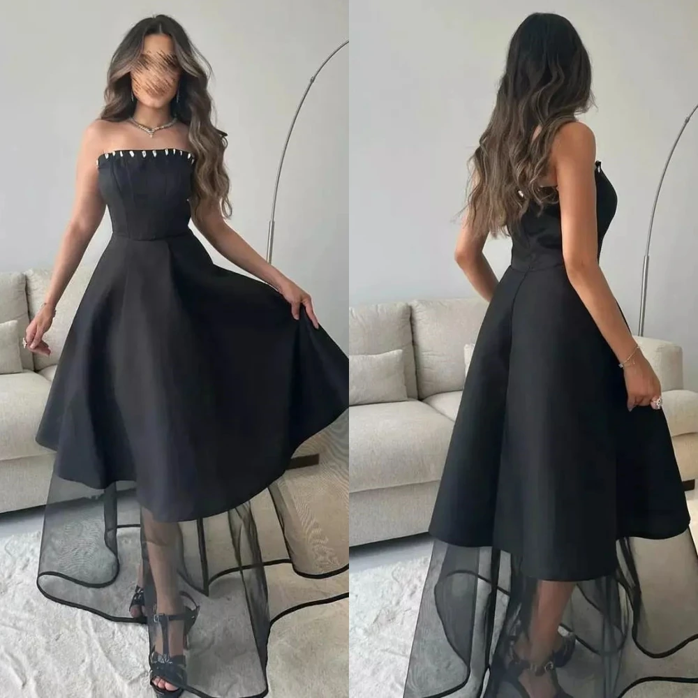 Jiayigong  Ball    Jersey Rhinestone Formal A-line Strapless Bespoke Occasion Gown Midi Es Saudi Arabia