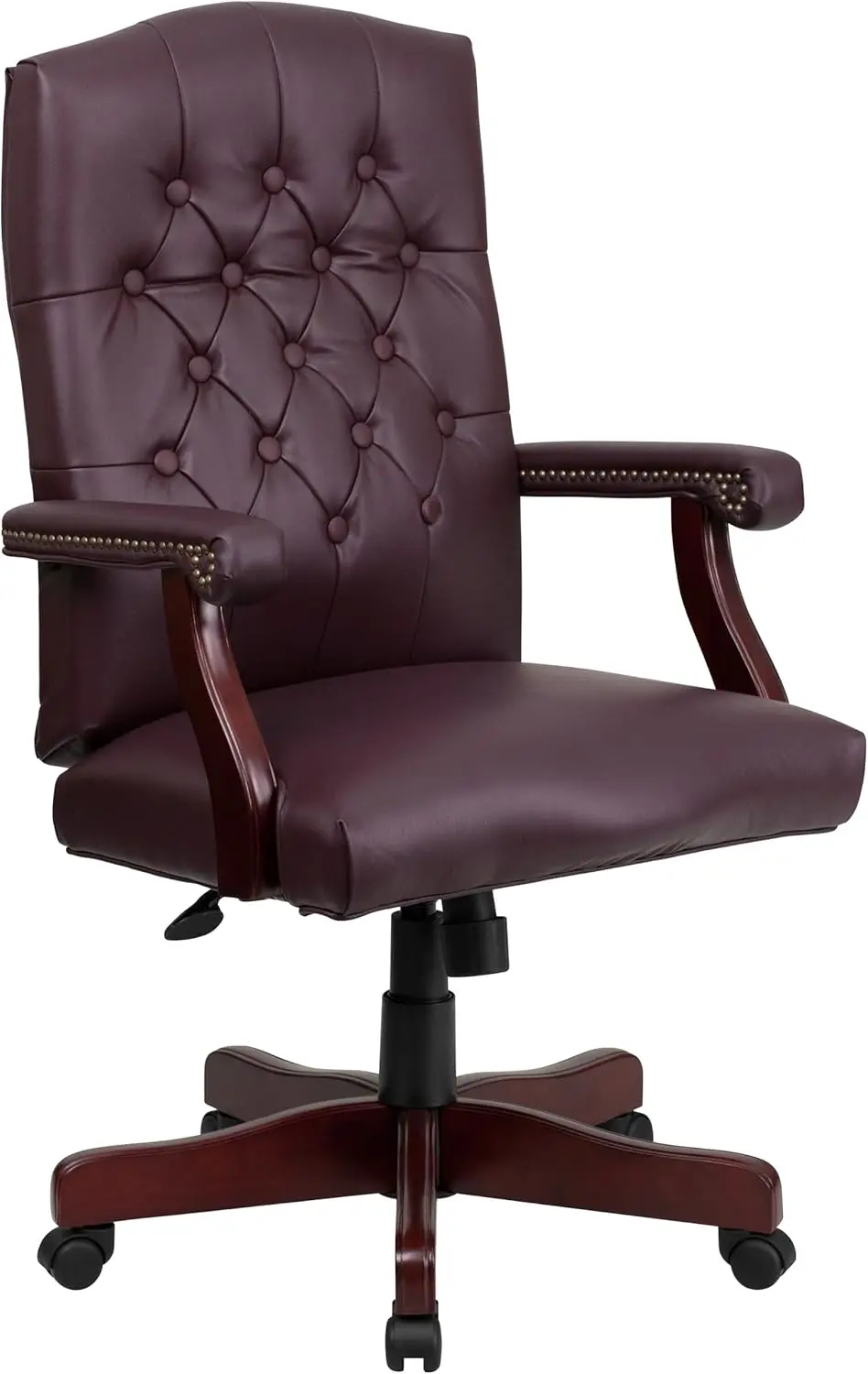 Furniture Martha Washington Burgundy LeatherSoft Executive Swivel Office Chair with Arms