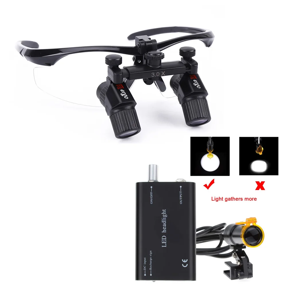 3.0 Ergonomics Dental Loupes With LED Wire Light Surgical Head Lamp Dentist Tools Dentistry