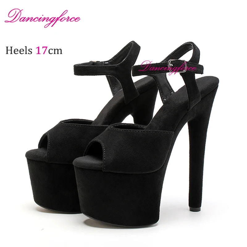 Wine Red Sexy Suede Sandals Women 17cm Suede Sandals Peep Toe Pole Dance Shoes Stripper Heels Nightclub Stiletto Shoes