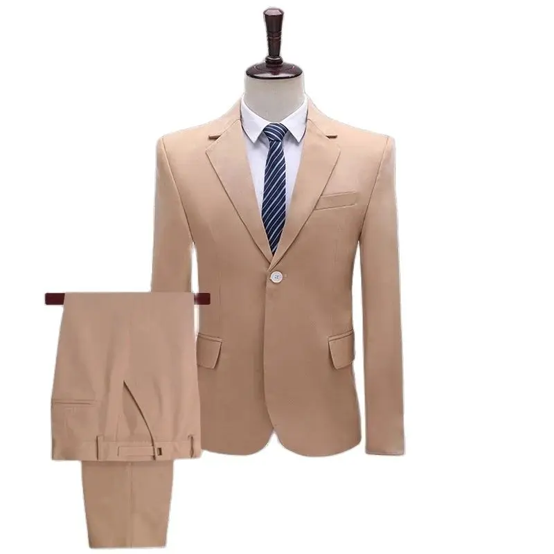 P-80-Conjunto de traje clásico de color liso para hombre, traje de novio, vestido de talla grande