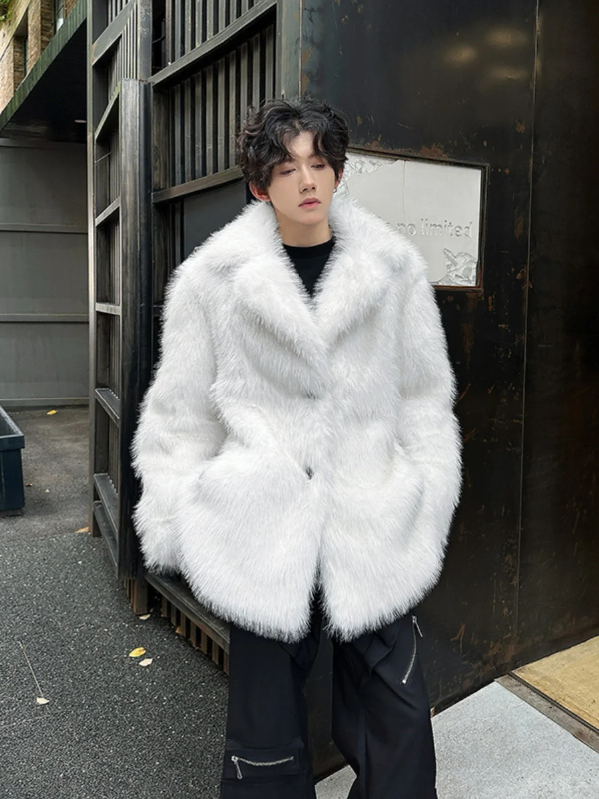 Men's ort Thiened Cotton Jaet Lamb Velvet Fur Coat Autumn Winter Sli Tailored Collar Casual Faion Outerwear