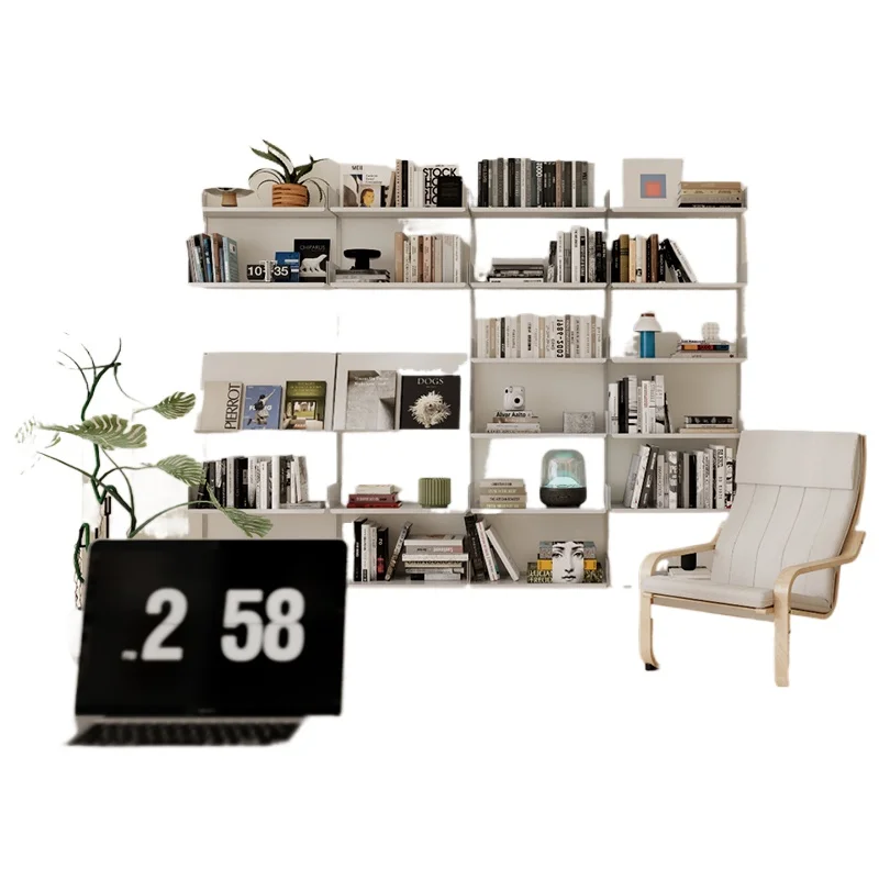 

V606 wall bookshelf combination living room simple wall baffle shelf