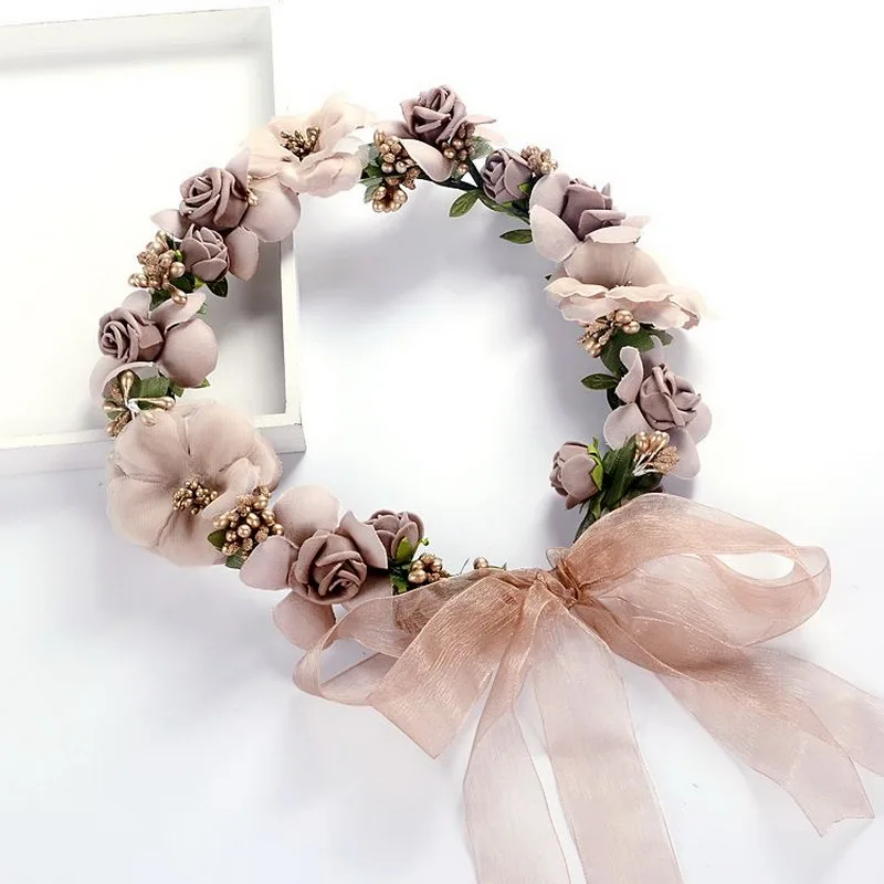 Flower Headbands For Girls Flower Hair Wreath Women Wedding Floral Crowns Princess Party Dance Hairband Flower Girls Headpiece