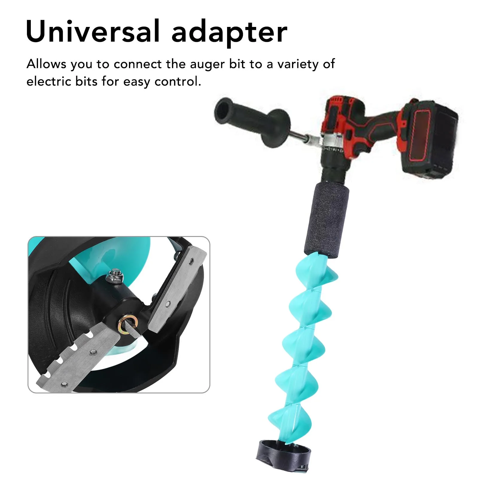 5inch Ice Auger with Locating Tip Floating Nylon Electric Drill Bit for Winter Deep Water Thick Ice Layer
