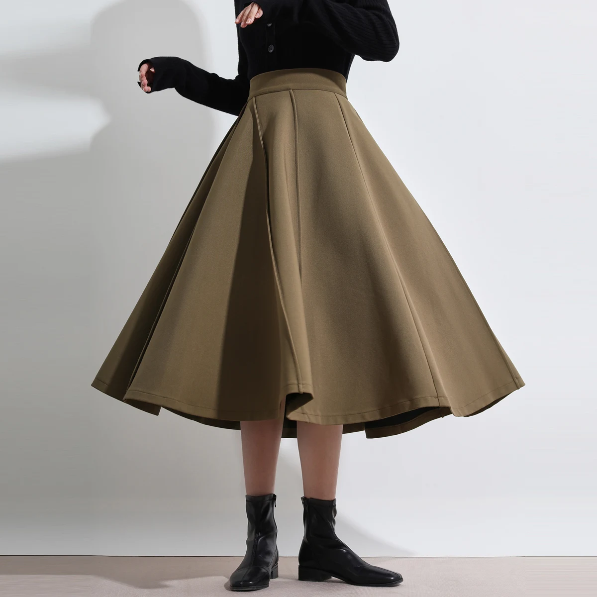

Mulan 2025 New Design High Waist A-Line Skirt Slimming Fulln Midi Skirt Q678 Polyester Viscose Spandex Commute Simple Sle