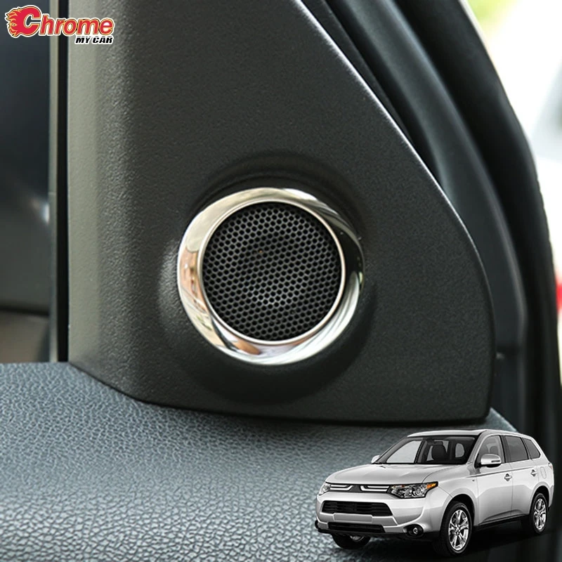 For Mitsubishi Outlander 2013 2014 2015 2016 2017 2018 2019 2020 Chrome Interior A Pillar Stereo Speaker Cover Trim Decoration