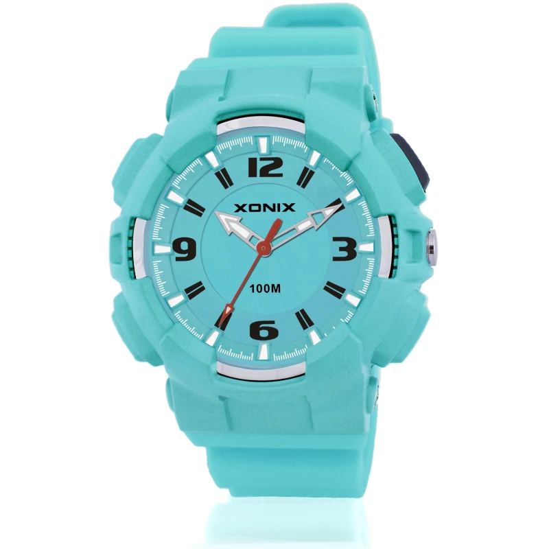 XONIX Brand Woman Student Sports New Fashion Waterproof 100m Swimming Diving Silicone Strap Quartz Movement 2035 Watch OA