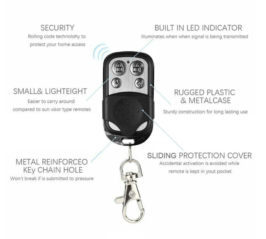 4PCS 433 MHz Remote Control Garage Door Opener Clone Access Controller Gate Keychain Step-By-Step Copy Automation For Sliding PC