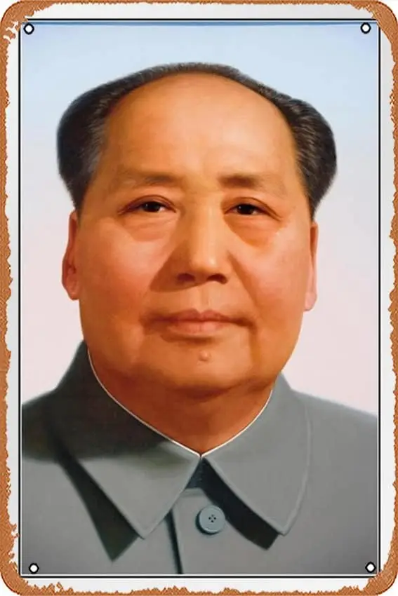 Retro Metal Tin Sign Chairman Mao Zedong Portrait China Poster Chinese Leader Politics Politician Great Wall Art Poster Wall Dec