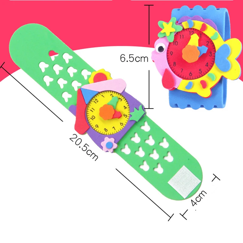 Reloj artesanal de espuma EVA 3D para niños, pegatina creativa, Material hecho a mano, juguetes educativos de aprendizaje, regalo