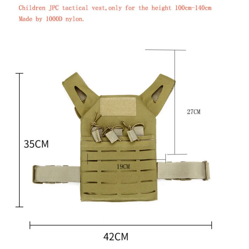 Kids JPC Plate Carrier Vest Tactical Molle Airsoft Combat Jump Training CS Vest Military Training Vest Paintball CS Outdoor