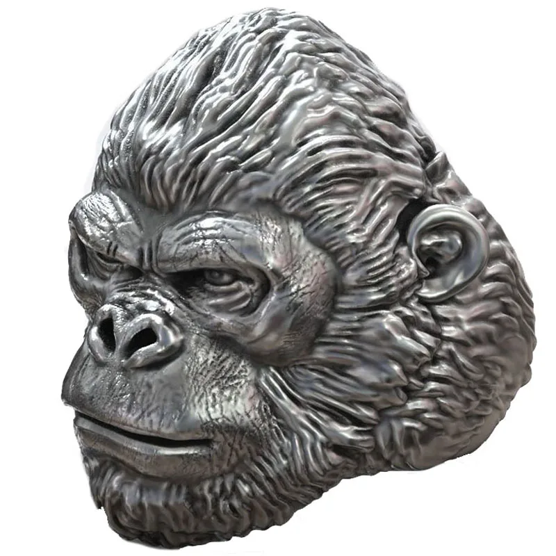 28g 3D African Gorilla Monkey King Wild Animal Mens Rings Real Customized 925 Solid Sterling Silver Ring Many Sizes 9-13