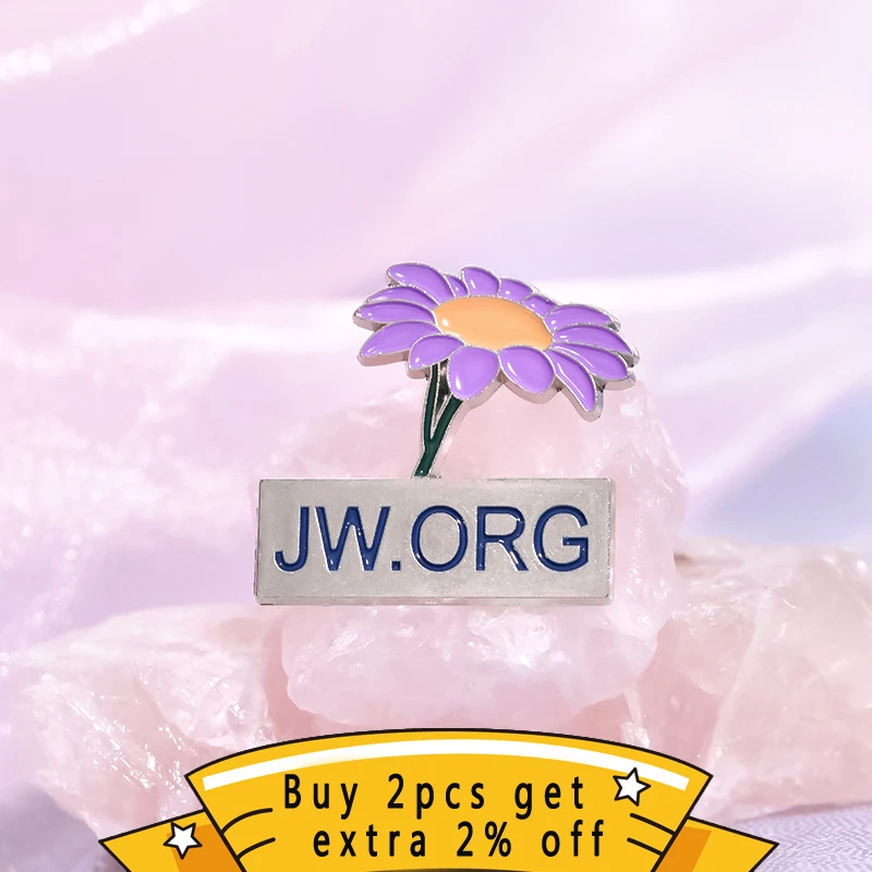 JW.ORG Flower Enamel Pins Biblical lord Faith Organization Brooch For Clothes Hat Lapel Badge Plant Decorative Jewelry Pin Gift