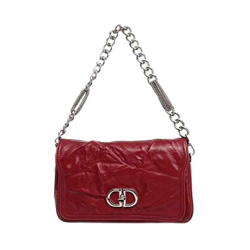 Luxury Minimalist Leather Crossbody Handbag Women Fashionable Design Letter Logo Solid Color Chic