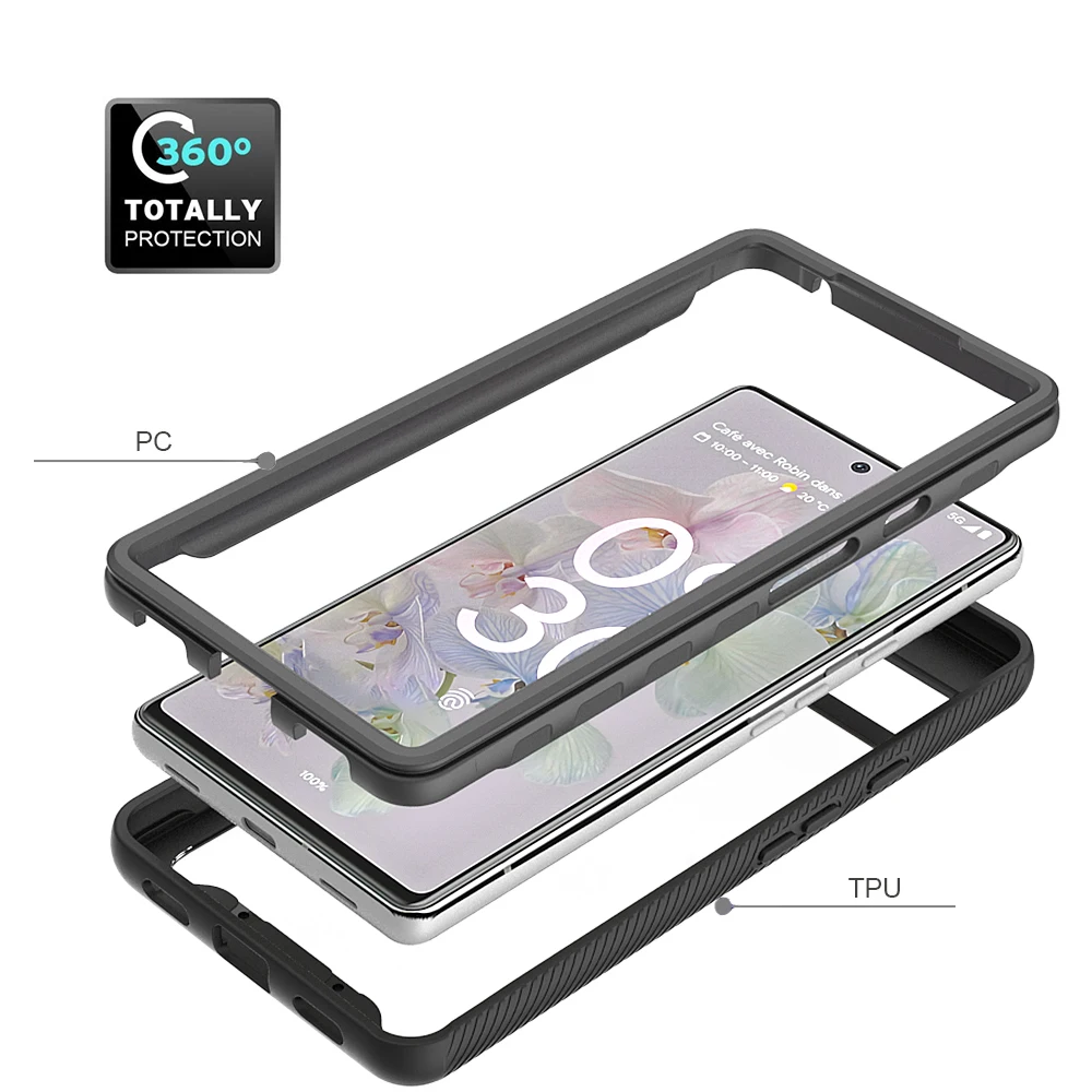 Hybrid TPU/PC Sky Case for Google Pixel 6A Funda Capa Shockproof Crystal Clear Shell Heavy Duty Cover for Google Pixel 6 Pro