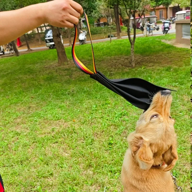 Dog Training Leather/Cloth Bite Rag K9 Puppy Toy Pet Biting Cloth to Train Bite Grip Play Tug of War Game with Handle