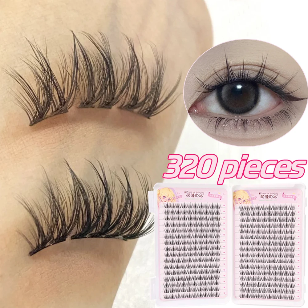 320pcs Wispy False Eye Lashes Large Capacity Natural Individual Eyelash Book Manga Individual Cluster Segments Cluster Eyelash