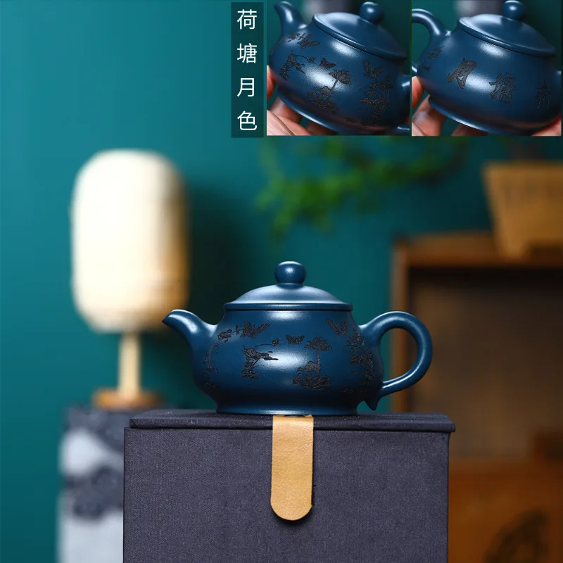 

180cc Real Handmade Yixing Teapot Azure Clay Xishi Pot Chinese Kettle Kung Fu Zisha Tea Set Pure Teaware