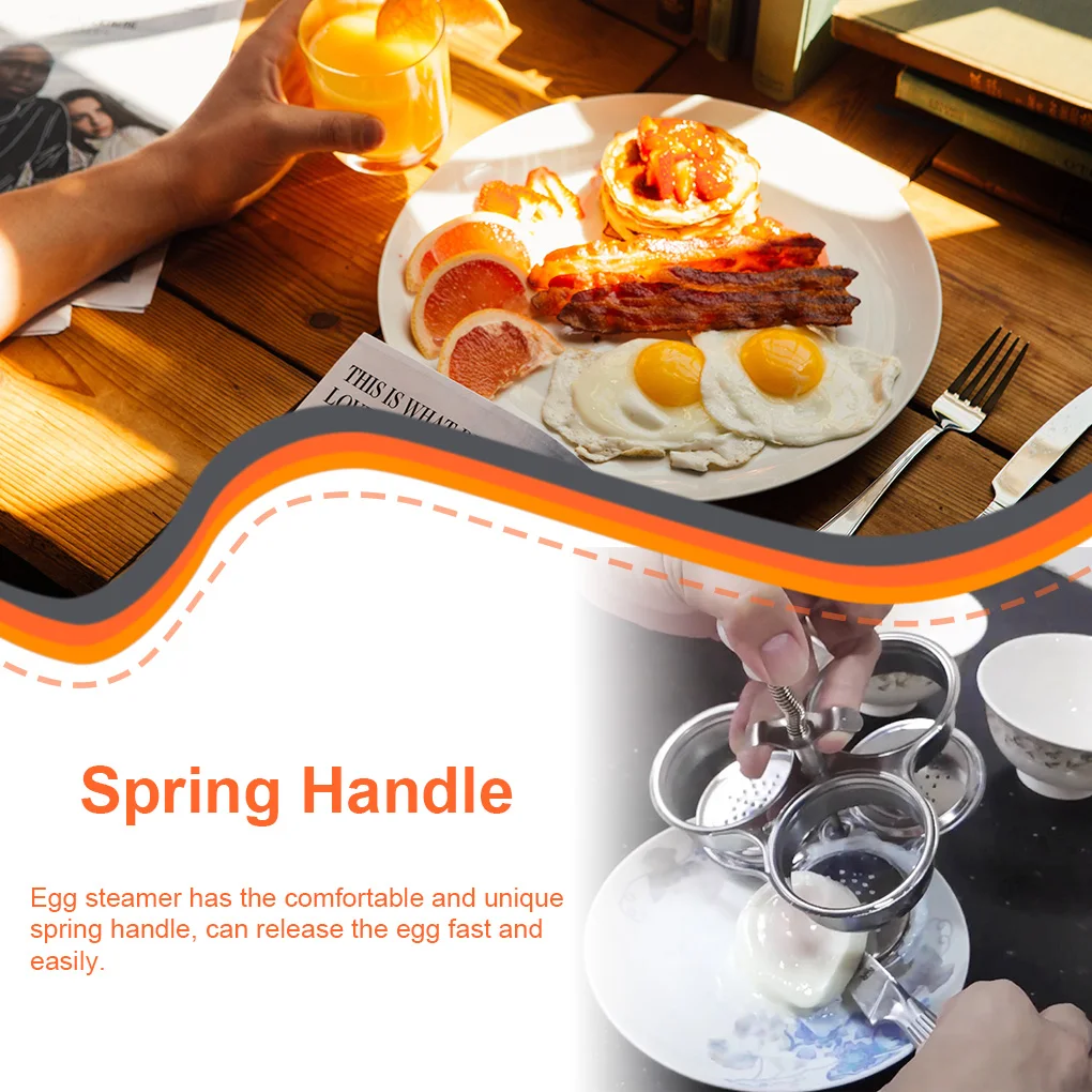 Steel Coating Egg Poacher Poaching Food Mold Steamer 3-Cups Brunch Breakfast Maker Spring Cookware Kitchen Porous