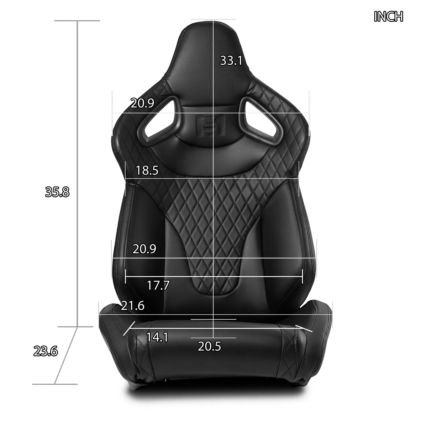 2x Black Stitching PVC C-Series Reclinable Left/Right Racing Seats W/Slider