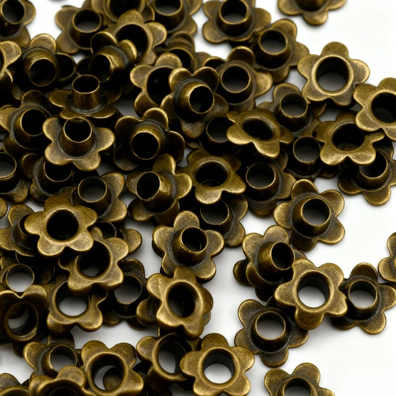 130er-Sets Bronze-Metall-Ösen mit Blumenloch zur Herstellung von Schnurlöchern auf handgefertigten Sammelalben, künstlerischen Ösen mit Blumenlöchern