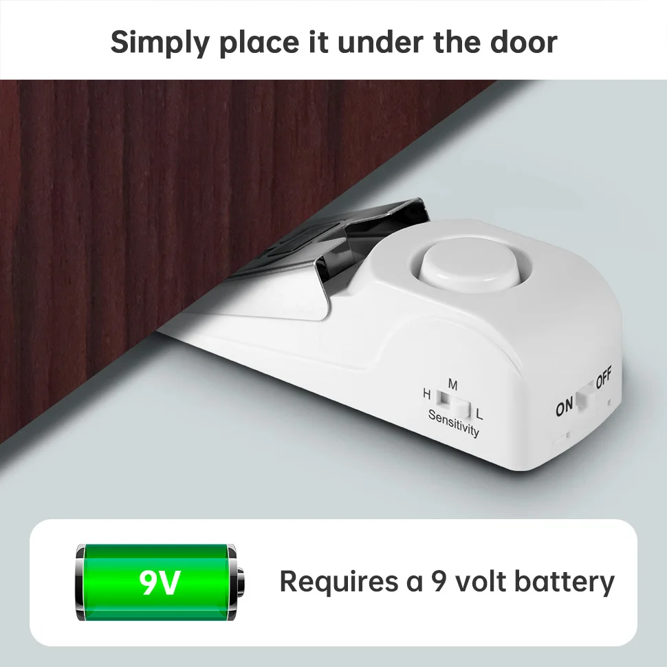 FUERS Door Stop Alarm System120dB Door Lock Home Security Anti-Theft Portable Door Stoppers Self Defensey Tools For Trave Hotel